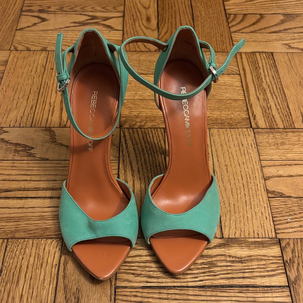 Rebecca Minkoff Teal Ankle Strap Suede Heels